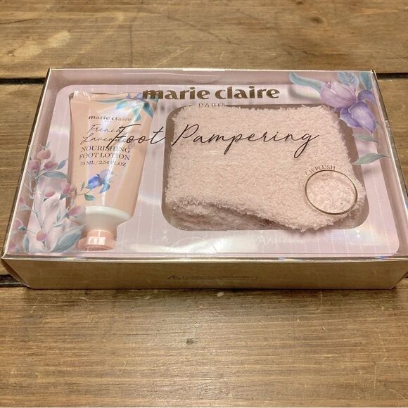 Accessories - Marie Claire Foot Pampering Gift Set Pink Cozy Socks and Lavender Lotion